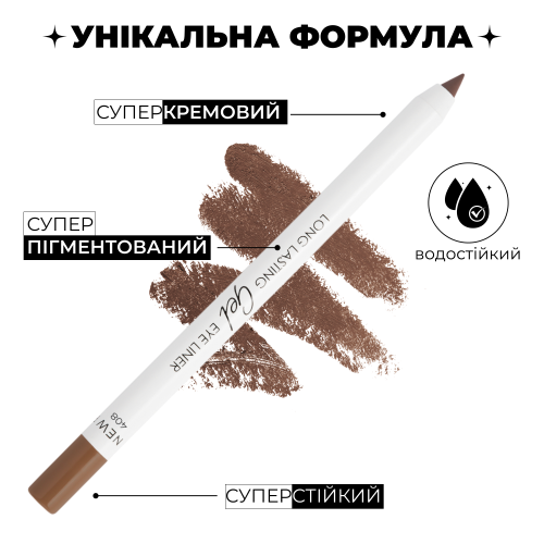 Стійкий гелевий олівець для очей Long lasting Gel Eye Liner - Cacao 408